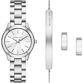 Michael Kors Women's Slim Runway Three-Hand Stainless Steel Bracelet Watch Gift Set (Model: MK7563SET)