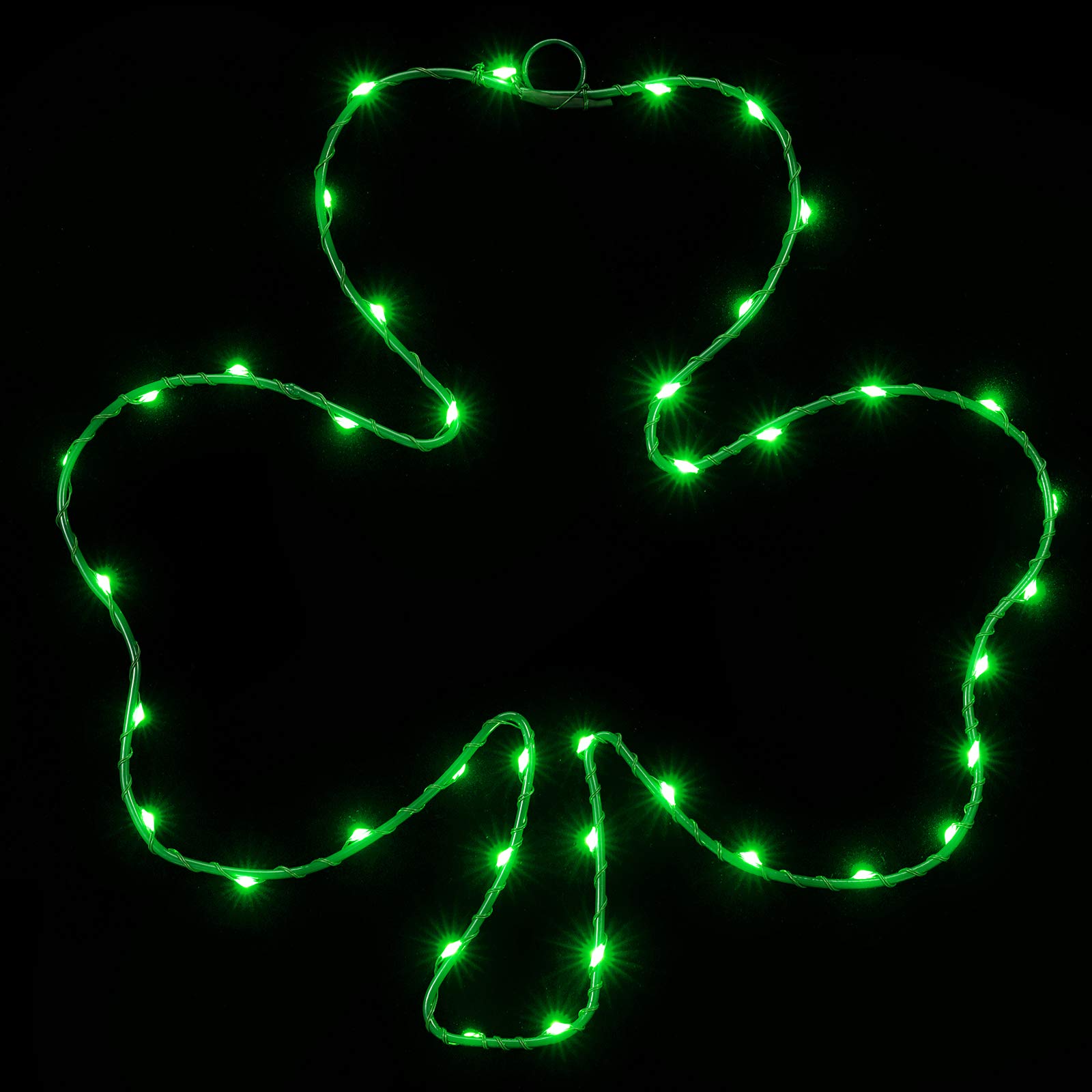 Photo 1 of 1 Set St. Patrick’s Day Window Decoration Shamrock Light, 15.8” Shamrock Clover with 40 Green LEDs, Irish Leaf Shape Iron Frame, USB Powered Hanging Window Light for Home, Storefront, Party Decor