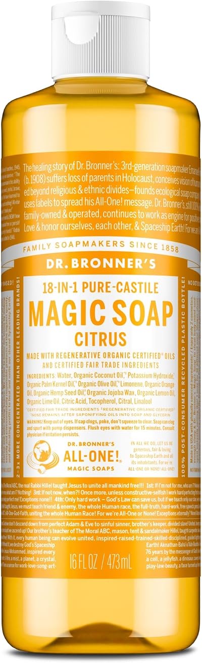 Dr. Bronner's Citrus Orange Pure-Castile Liquid Soap 473ml Recycled Bottle