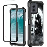 GYSYSQSH for Motorola Moto G Stylus 5G 2024 Phone Case with Tempered Glass Screen Protector Grim Skulls Reaper Dual Layer Full-Body Heavy Duty Shockproof Protective Rugged Bumper Corner Cover Case