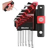 DURATECH T-Handle Hex Key Set, 13PCS Ball End Allen Wrenches, SAE | Heat-Treated S2 Steel, HRC 50-57 Hardness, Corrosion-Resistant Finish, 25&deg; Access Angle, Easy Size Identification