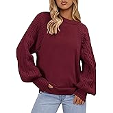 PRETTYGARDEN Womens Sweaters Spring Fashion 2026 Crew Neck Cable Knit Casual Loose Chunky Tunic Sweater Winter Clothing
