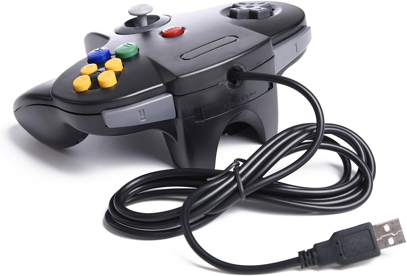 Classic N64 Controller, SAFFUN N64 Wired USB PC Game pad Joystick, N64 Bit USB Wired Game Stick Joy pad Controller for Windows PC MAC Linux Raspberry Pi 3 Genesis Higan (Black): Computers & Accessories