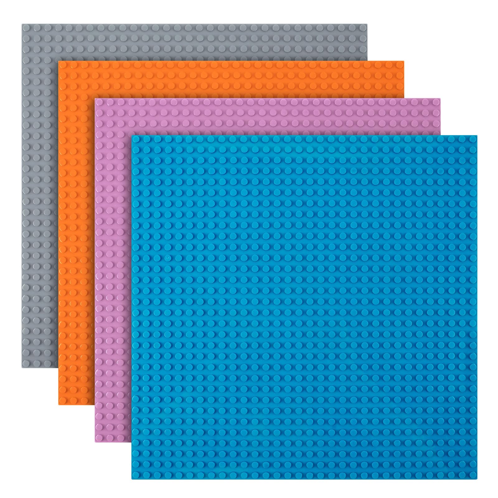 HOTUT Classic Baseplates, 4Pcs Square 32x32 Stud Building Base, 10"×10" Large Building Board Base Plates, 100% Compatible with Major Brands, Build and Display Board Set - Four Color