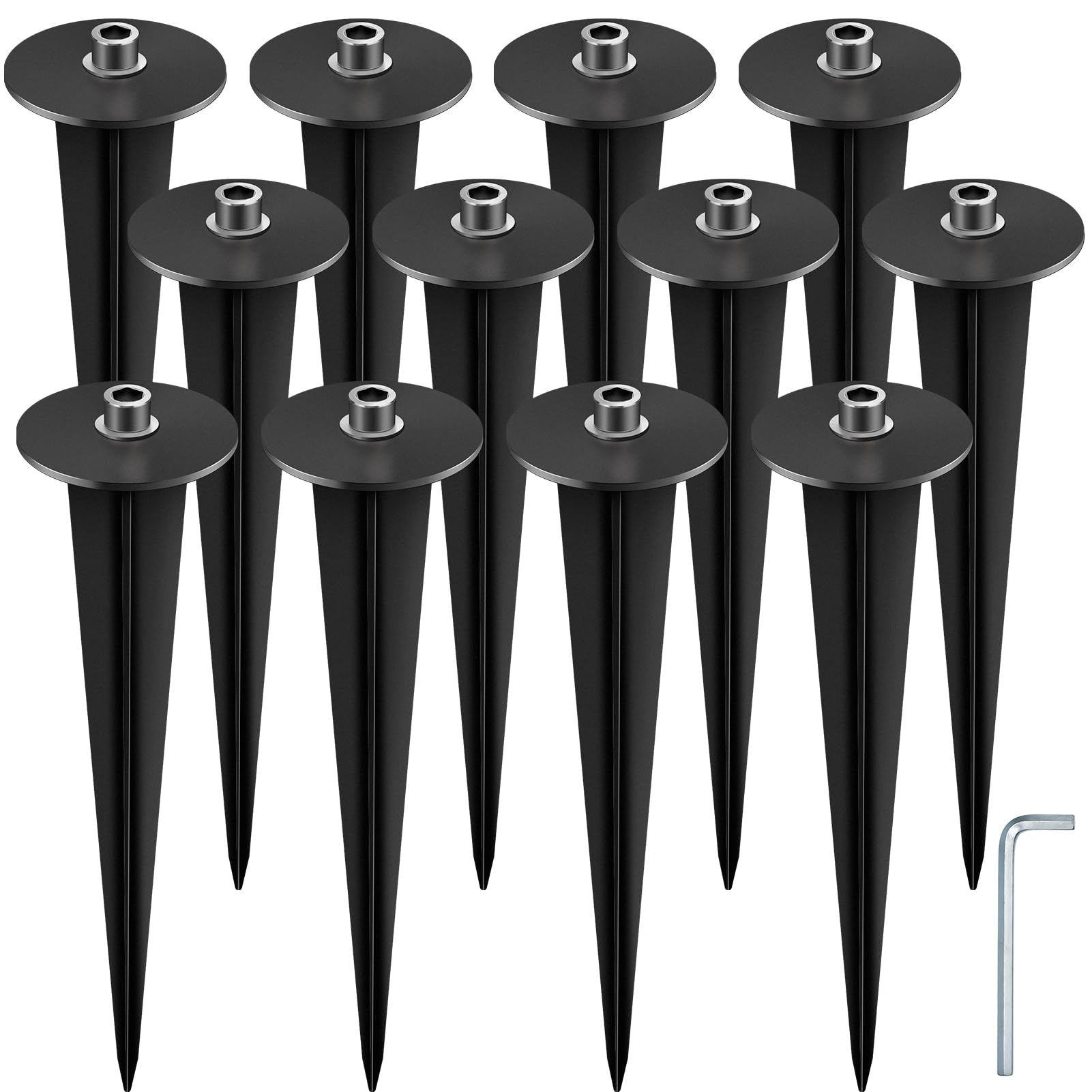 Photo 1 of 12 Packs 6.2 Inches Metal Threaded Spikes Solar Light Stakes Replacement LED Solar Lights Spike with 12 Hex Screws Solars Pathway Light Ground Spike for Outdoor Yard,Balcony