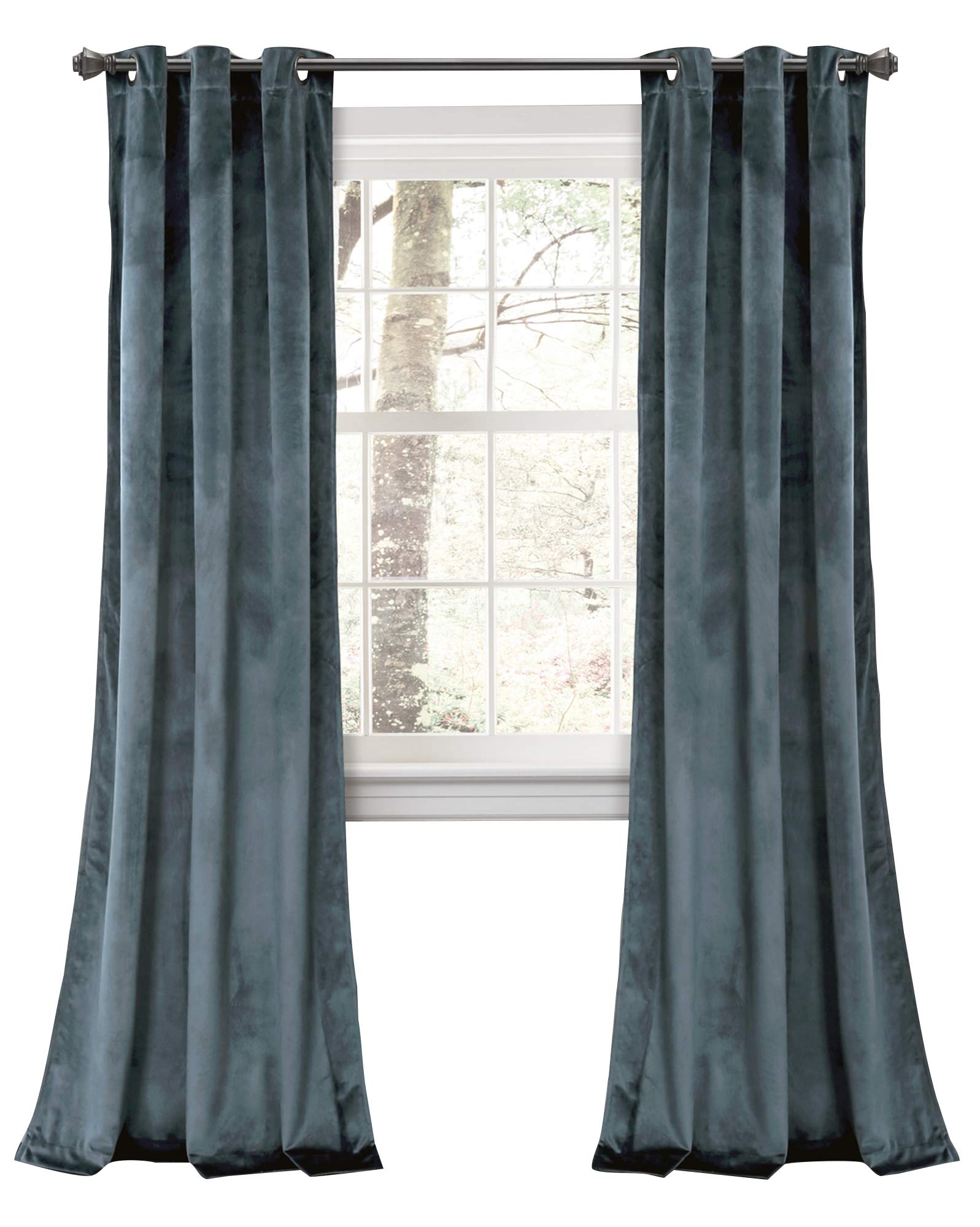 Lush Decor Room Darkening Window Curtain Panel Pair, Slate Blue, 84" x 38"