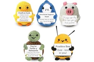 Positive Animals Emotional Support - 5PCS Positive Crochet Animals with Positive Card for Friends Colleagues, Encouragement G