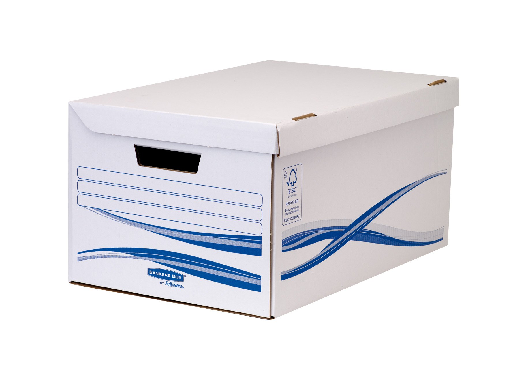 Fellowes Basic Flip Top Banker Box Manual Assembly – Blue/White Set of 10 Blue