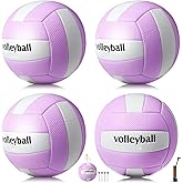 Soulchen 4 Pack Volleyball Official Size 5 Soft Official Volleyballs Kits with Pump Needles Mesh Bag Beginners Training Equipment Volleyball for Outdoor Gym Backyard Park Beach to Play Games