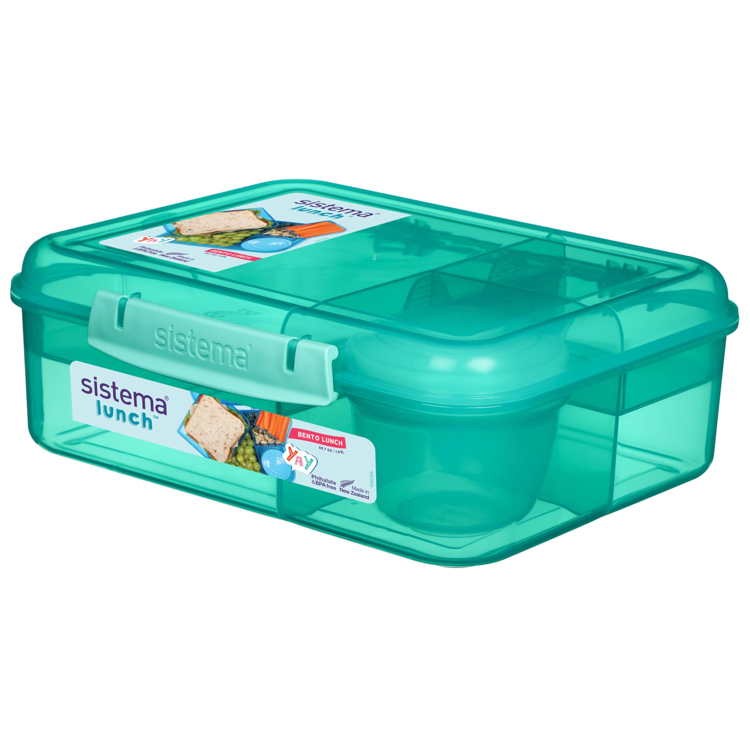 Sistema Bento Box LUNCH | Bento School Lunch Box with Compartments | 1.65 L | Food Storage Container in Assorted Colours (Varies by Pack) | 1 Count