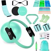 Muuruu Pilates Kit Equipment, Pilates Ring and Ball for Women Home Workout | Pilates Set with 14'' Magic Circle, Wrist Weights, Resistance Bands, Yoga Strap, Socks, Bag, Essentials Accessories Kit