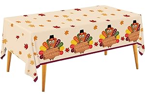 Gatherfun Turkey Thanksgiving Decorations, Disposable Tablecloth, Plastic Table Cover for Autumn Party Decorations and Thanksgiving Party Decorations, 3 Pack, 54”x108”