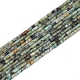 BEADIA Natural African Turquoise Tube Beads Cylinder 2x4mm 38cm/Strand Stone Beads for Jewelry Making