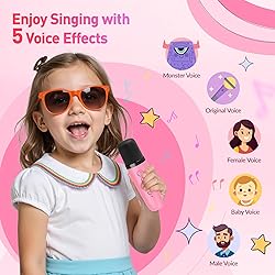 Mini Karaoke Machine with 2 Wireless Microphones