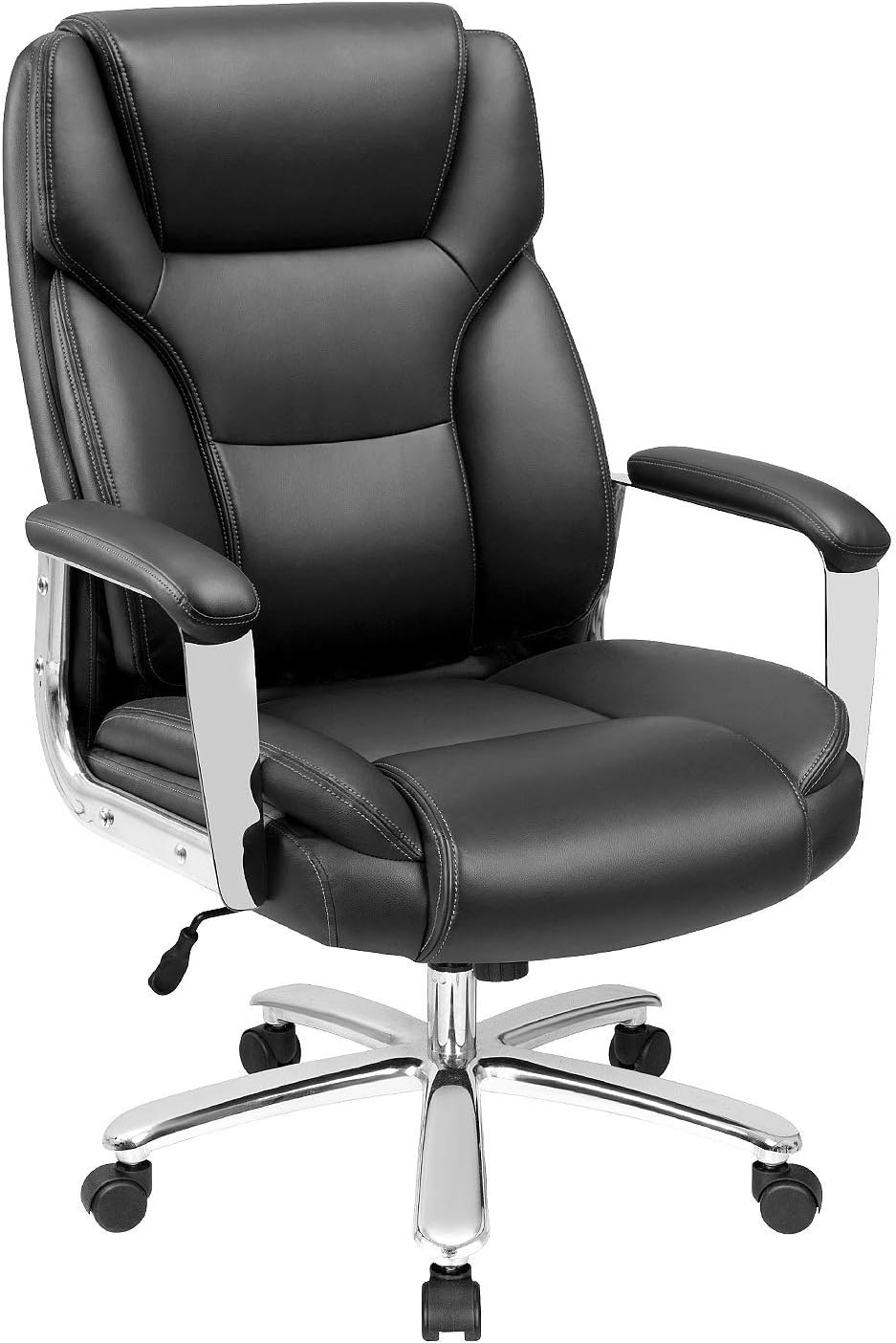 Furmax Big and Tall Office Desk Leather Ergonomic High Back Executive Lumbar Support Swivel Computer Task Chair with Armrest, Black: Furniture & Decor