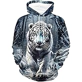 Cuntingvo Men's Tiger Graphic Hoodies Fantasy Animal Theme Sweatshirts Autumn and Winter Long Sleeve Pullovers