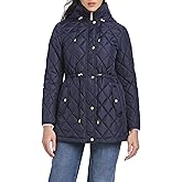 kate spade new york womens Water Resistant Quilted Hooded Jacket With Adjustable Waist
