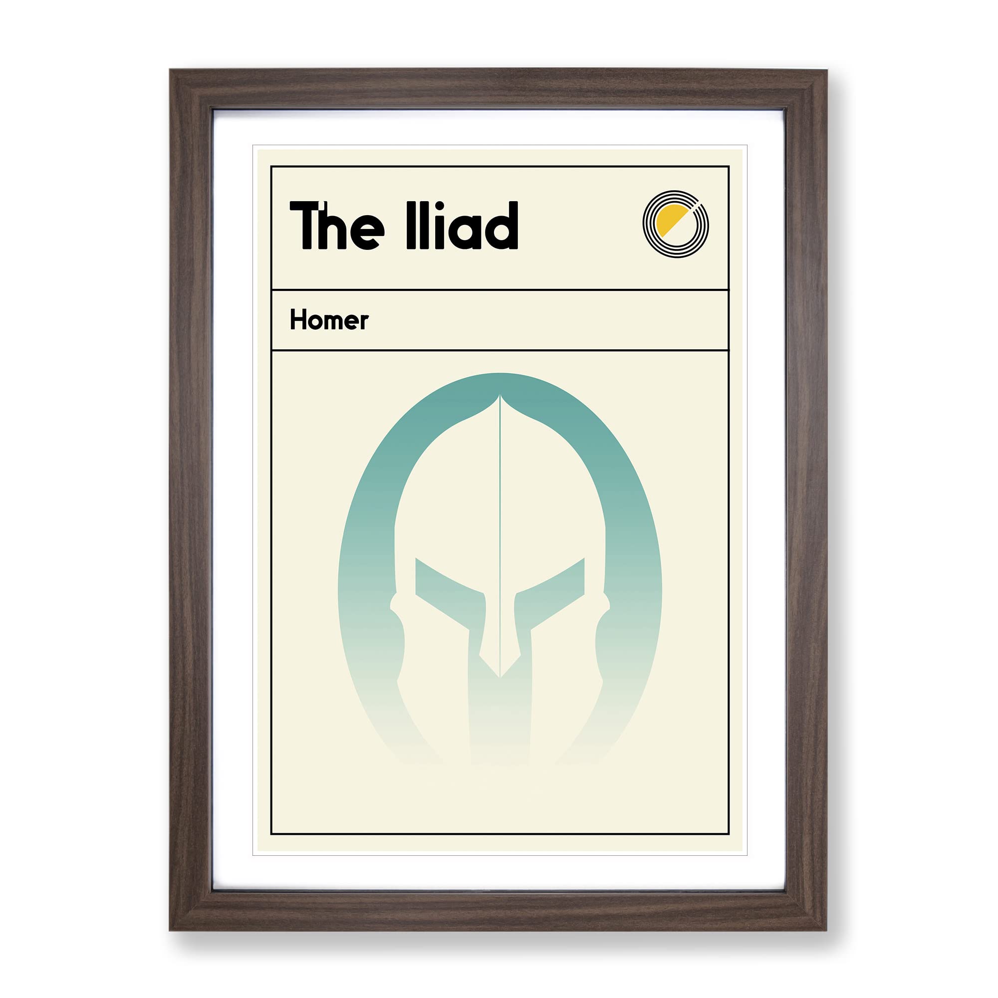 Book Cover The Iliad Homer Modern Framed Wall Art Print, Ready to Hang Picture for Living Room Bedroom Home Office Décor, Walnut A3 (34 x 46 cm)