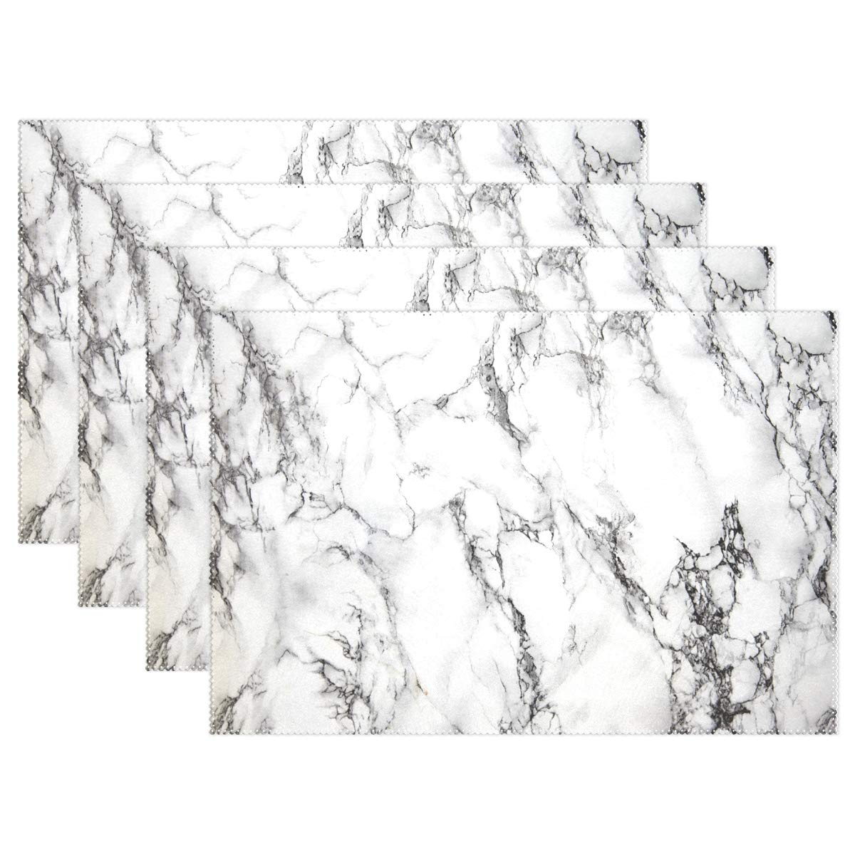 ALAZA Placemats Set of 4, White Marble Dining Table Children Kids Place Mats Kitchen Mats for Household Hotel D¨¦cor