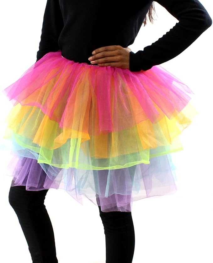 Zac's Alter Ego Fancy Dress 5Layer Rainbow Tutu 80S