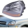 YINZINR Halogen Headlight Front Headlamps Fits for 2005-2009 Hyundai Tucson # Replace Number 921012E050, 921022E050 (Left Driver Side)