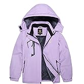 Keevoom Girl's Waterproof Ski Jacket Fleece Snow Coat Windproof Warm Winter Snowboarding Jacket with Removable Hood