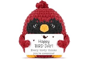 MY-ALVVAYS Birthday Gifts for Women Men Her Him, Funny Bird Happy Birthday Present Gift for Friend, Cute Handmade Crochet Birthday Decoration with Card for Teen Mom Grandma Daughter Sister Bestie Coworker