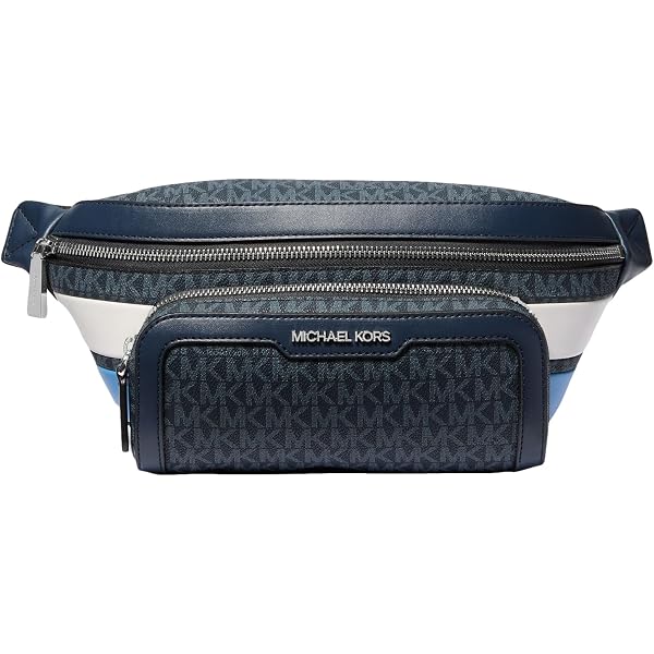 Brand New Michael Kors Center Stripe Belt Bag Zippered Fanny Pack Black & Blue 294390529547p1new.jpg?crop=  main image 4