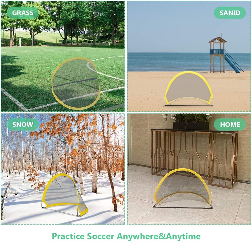 PIETFIU Pop Up Soccer Goal Kids Soccer Net for Backyard, Easy Fold-Up Soccer Training Net with Carrying Bags, children Soccer Goals Instant Soccer Play Portable 4 FT－Kids Soccer Training Nets Set of 2 : Sports & Outdoors