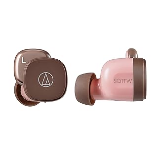 audio-technica 完全ワイヤレスイヤホン 低遅延 防水・防滴仕様 急速充電対応 最大約19.5時間再生 ピンクブラウン ATH-SQ1TW PBW
