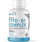 Nutri TTFD Thiamine B1 Supplement - 100mg w/ Magnesium - 60 Servings | Thiamine Tetrahydrofurfuryl Disulfide (TTFD) - w/ 8mg Magnesium - No Toxic Fillers - Third Party Lab Tested