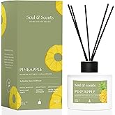 Soul & Scents Reed Diffuser Set – Pineapple | 7.43 oz Refillable Scented Oil with 6 Fiber Sticks | Long-Lasting Home Fragrance & Air Freshener for Bedroom, Bathroom, Office | Gift & Décor Piece
