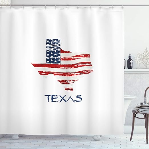 Amazon Com Lunarable Texas Shower Curtain American Flag In Texas Map Grunge Stars And Striped Patriotic Composition Cloth Fabric Bathroom Decor Set With Hooks 75 Long Cream Dark Blue Red Home Kitchen