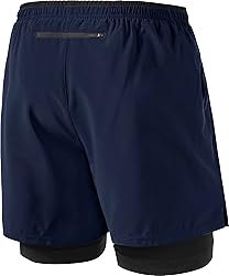 TSLA Men's 2 in 1 Active Running Shorts, Quick Dry
