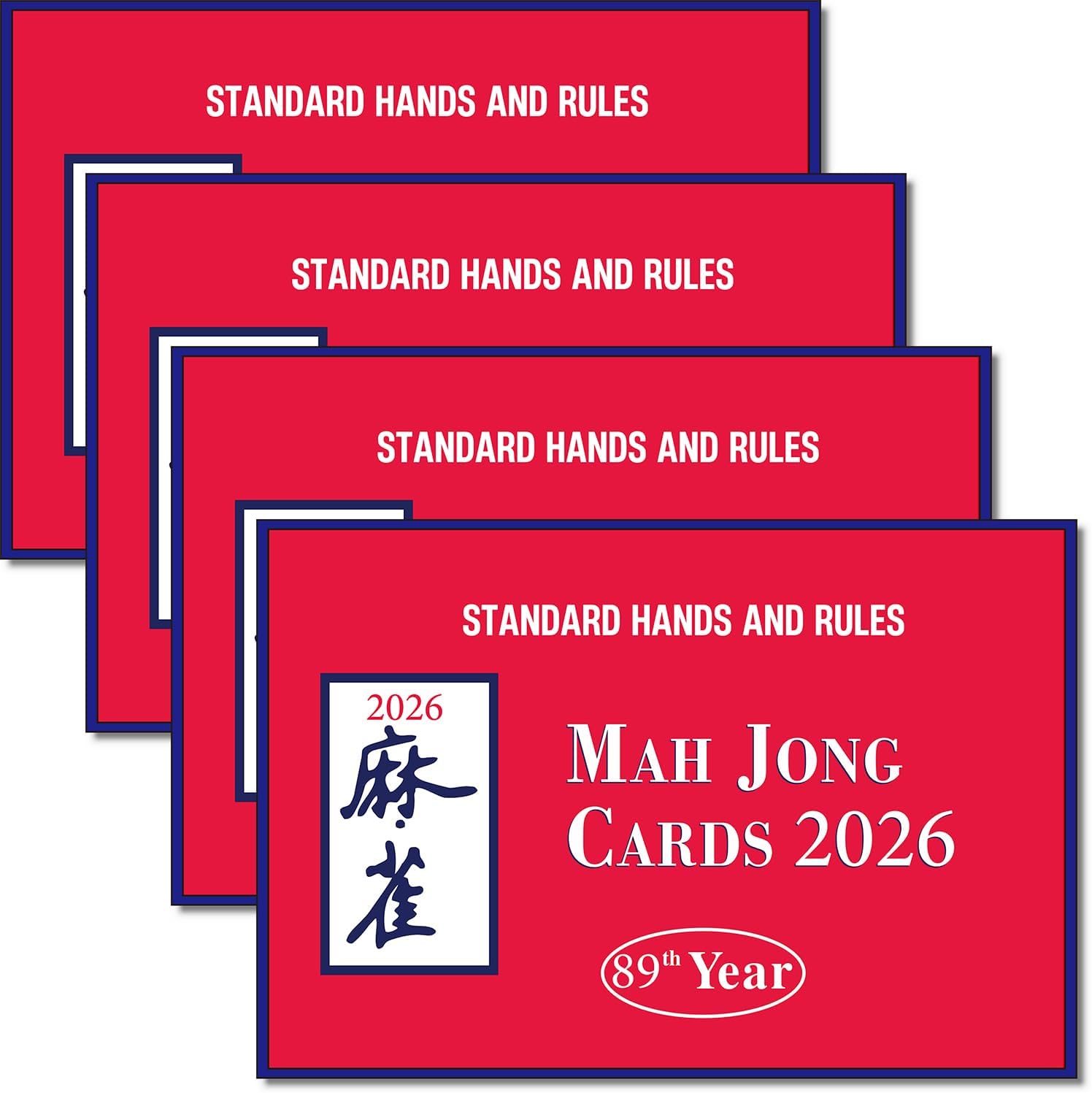 KINDAUS Mahjong Cards 2026, Large Print Mahjong Card 2026 in Easy-to-Read Large Size, Mahjong Rules Card Quick Reference, Set of 4 Folded Mahjong Cards for Game Night