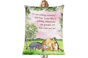 Hatzelou Classic Pooh Blanket for Babies, Winnie Quotes Nap Blanket for Girls, Newborn Photography Background Decor, Pink Bla