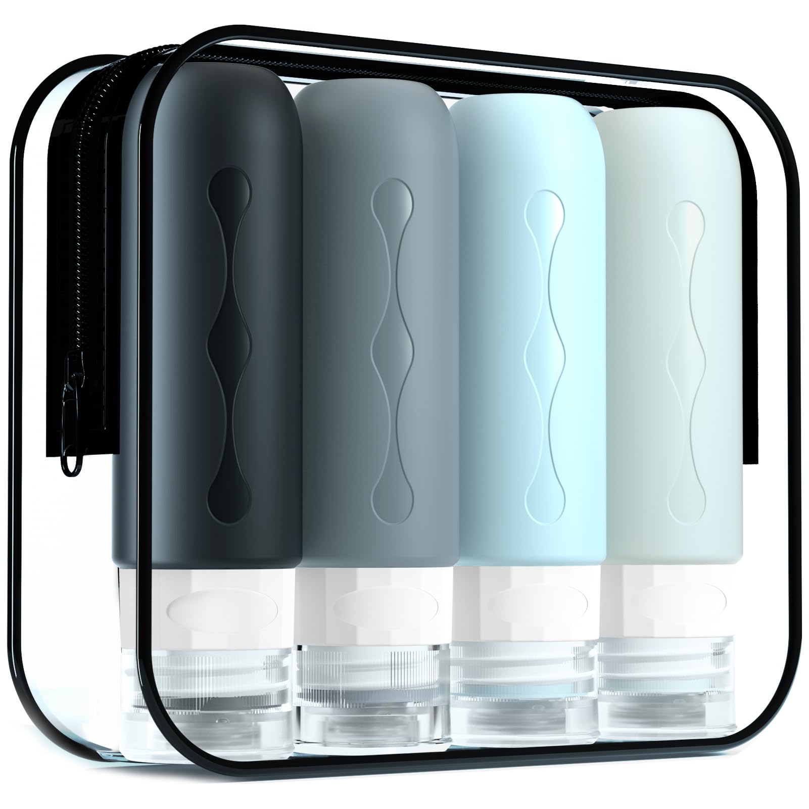 Gemice Silicone Travel Bottle, 4 Pack Portable Travel Containers Set LeakProof Refillable Squeezable for Lotion Liquid Shampoos, Soap and Toiletries (90ml) — image 1