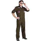 Deluxe Top Gun Flight Suit Costume for Men - Adult Fighter Pilot Uniform Jumpsuit - Top Gun Maverick Cosplay Costume