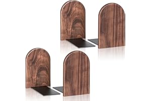 ASZUNE Book Ends, 2Pairs Heavy Duty Wooden Bookends, Holds Heavy Books, Non-Skid, Perfect for Office Desk