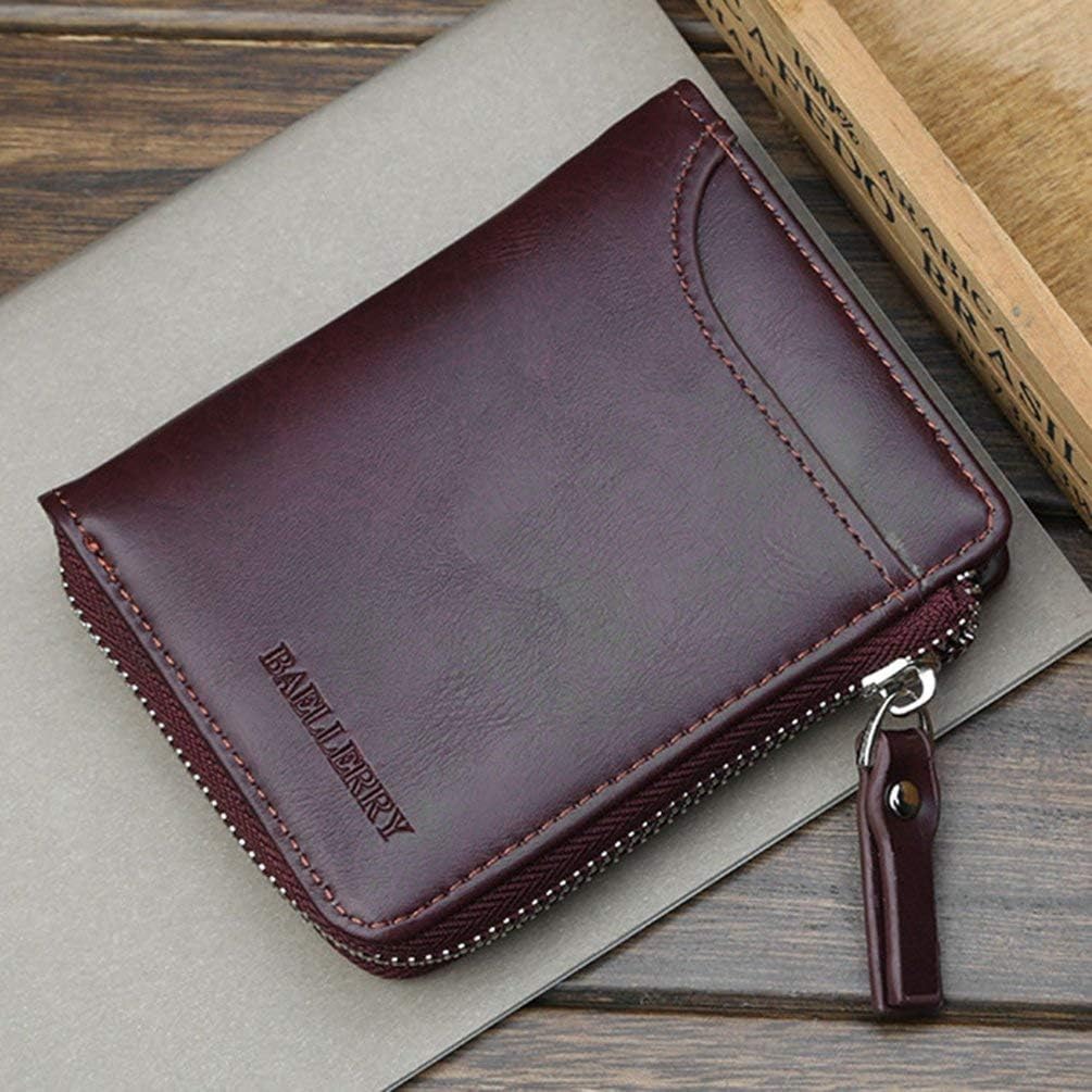 Emily Baellerry Men's Vintage Fashion PU Leather Credit Card Holder Wallet Dark Purple