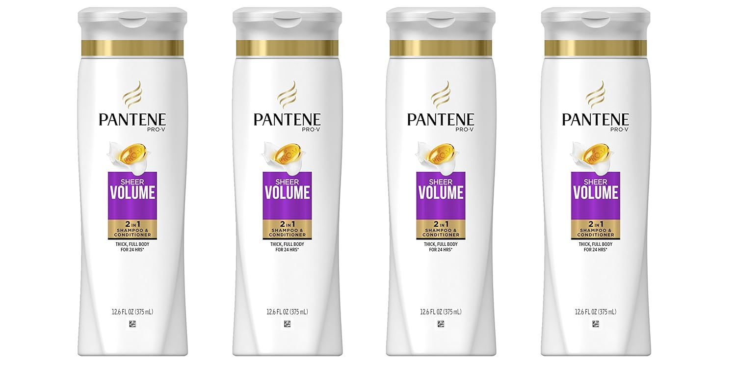 Amazon Com Pantene Pro V Sheer Volume 2 In 1 Shampoo Conditioner 12 6 Fl Oz Pack Of 4 Beauty