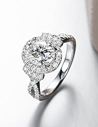 CannyCat Oval cut Moissanite Halo Engagement Ring