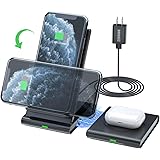 COSOOS Dual Wireless Charger, Wireless Charging Stand for iPhone 15 Pro Max/15 Pro/14/13/12/11/Xs/X, Airpods 3/Pro,Samsung Ga