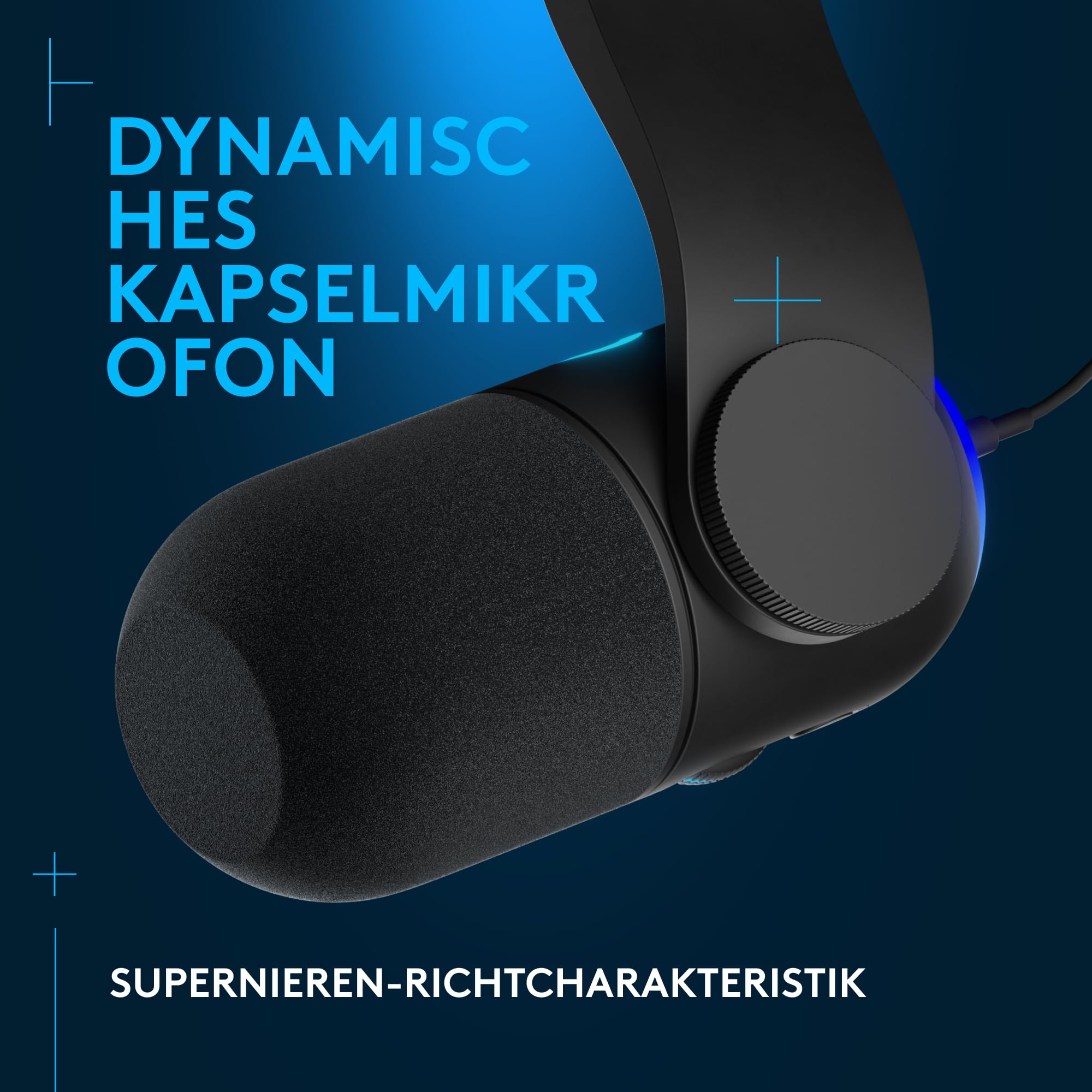 Logitech G Yeticaster GX Dynamic Supercardioid Gaming-Mikrofon mit Schwenkarm, RGB-Beleuchtung und LIGHTSYNC, USB-Mikrofon im Broadcast-Stil für PC und Mac, für Aufnahmen und Streaming - Schwarz 2