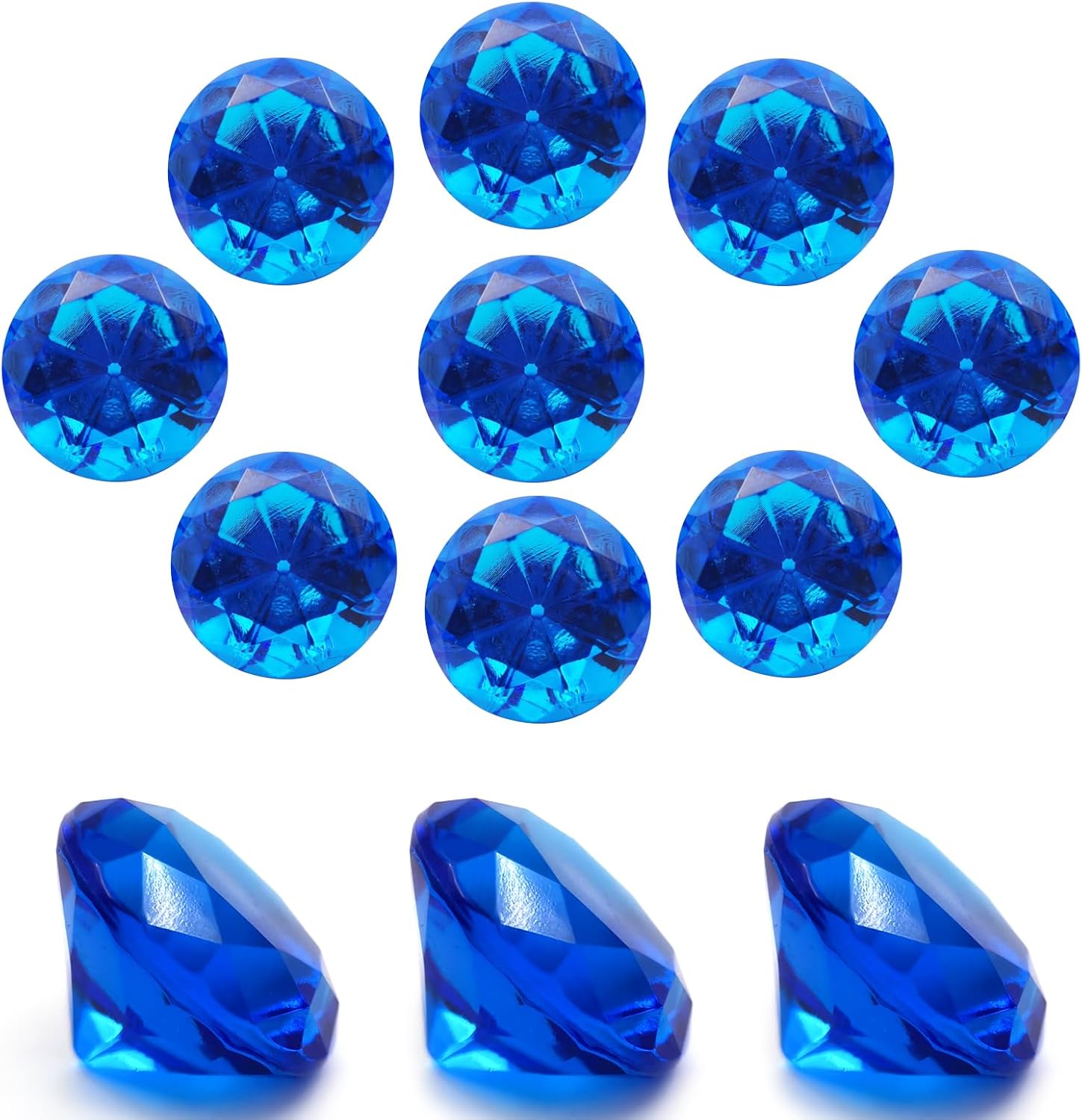 Vase Fillers - XHKDSYMC 100 pcs Acrylic Diamond Gems, Blue Acrylic Diamonds 1 Inch Faux Diamonds Large Acrylic Diamond Vase Filler Fake Diamonds Decor for Party, Event, Wedding, Arts & Crafts, Birthday Decorations