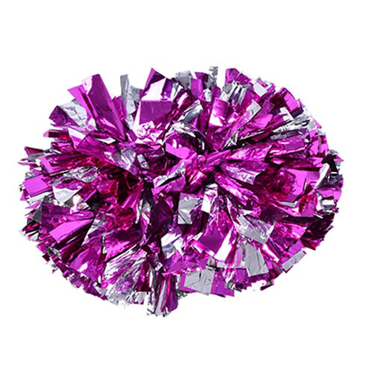Cheerleader Pom Poms, Anti-slip Handle Quality Plastic Hand Flower Ball for School Sports Aerobics Events (Rose+Silver)