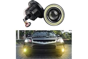Dickno - 2pcs Car Angel Eye Fog Light 2.5'' Round Super Bright COB LED High Power Angel Eye Projector with Halo Rings Univers