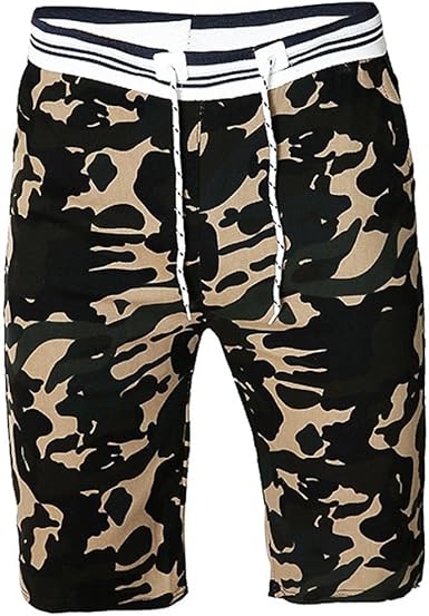 mens camo shorts elastic waist