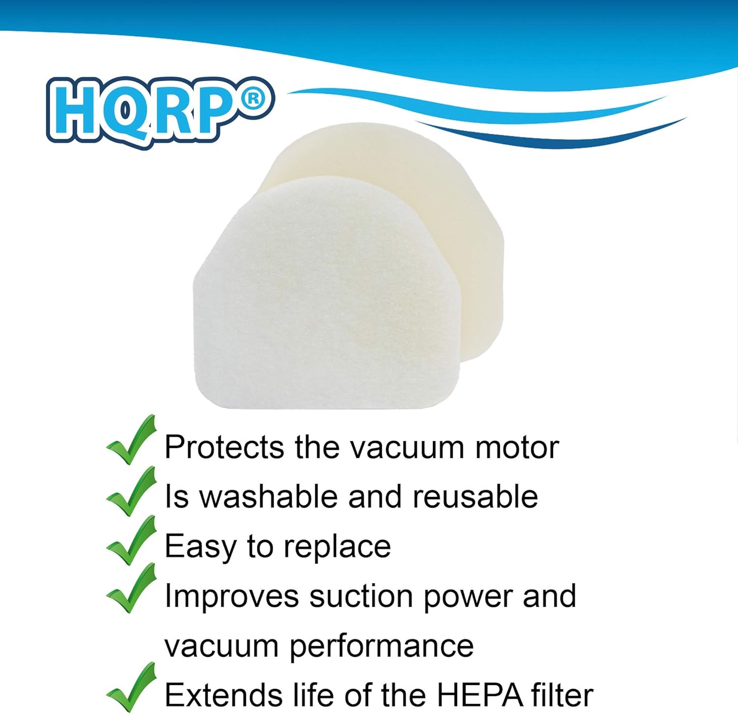 HQRP 2-Pack Foam & Felt Filter Kit for Shark Rocket NV480 Series NV472, NV480, NV480 26, NV481, NV482, NV484 Professional Upright Vacuum Cleaner, XFF450 Replacement: Appliances