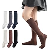 MINI PANDA 6 Pairs of Girls and Boys Knee High Socks, Soft Kids School Uniform Socks long socks
